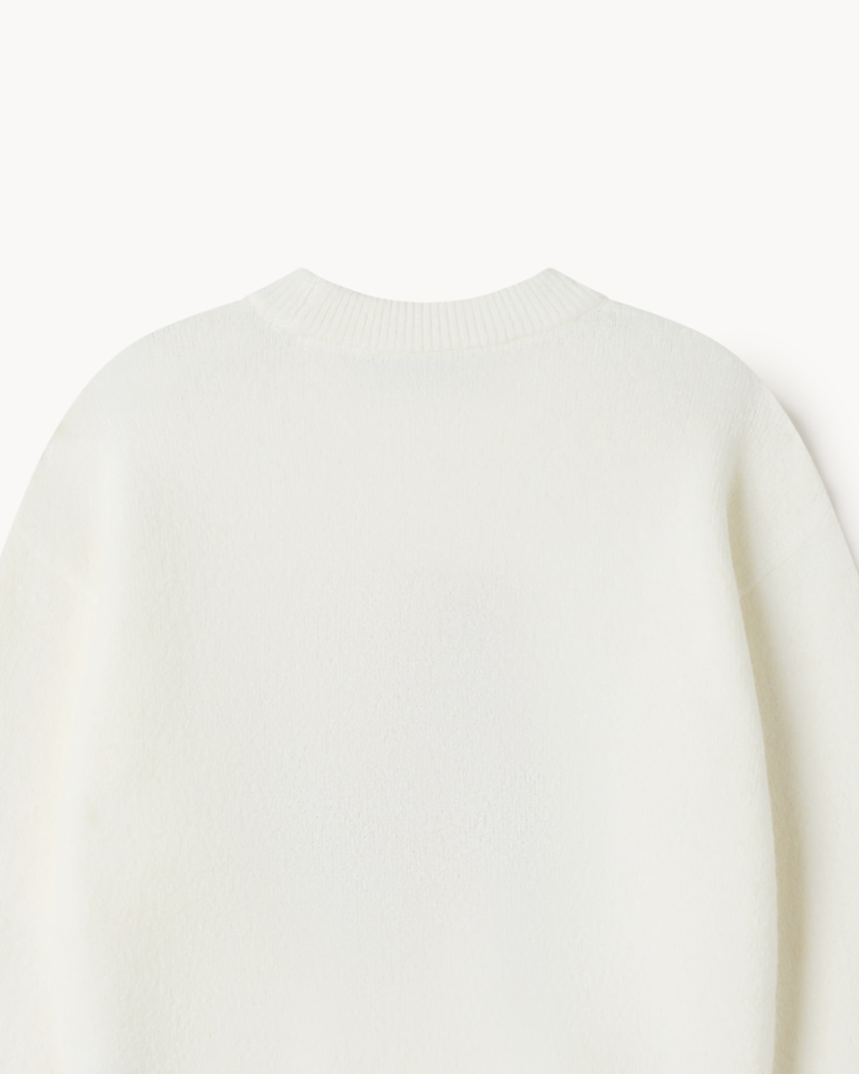 image 1 of F&F Girls Teddy Bear Knitted Jumper in Cream