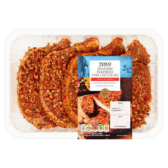 Tesco Spanish Inspired Pork Loin Steaks 600G Tesco Groceries