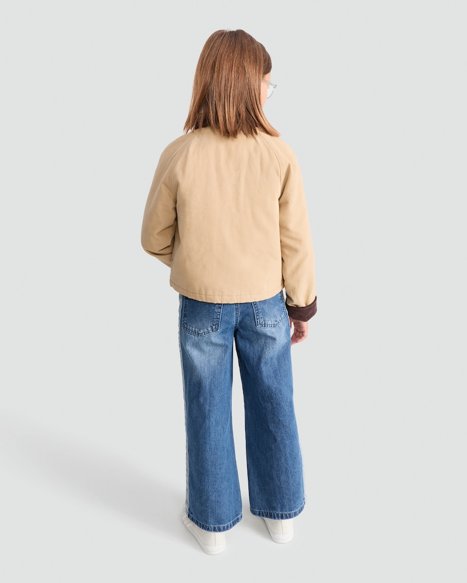 image 1 of F&F Girls Pure Cotton Corduroy Collar Jacket in Brown