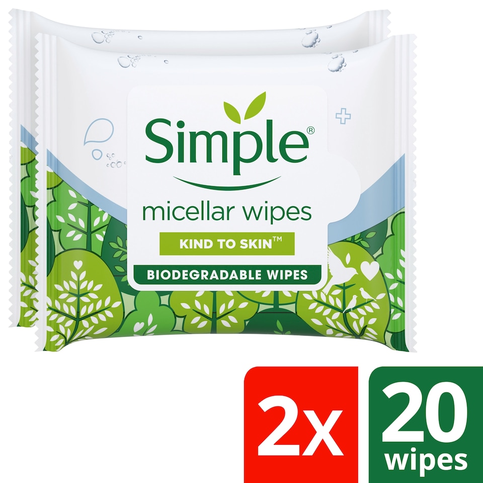 image 1 of Simple Micellar Water Boost Wipes Sensitive Skin 40 Pack