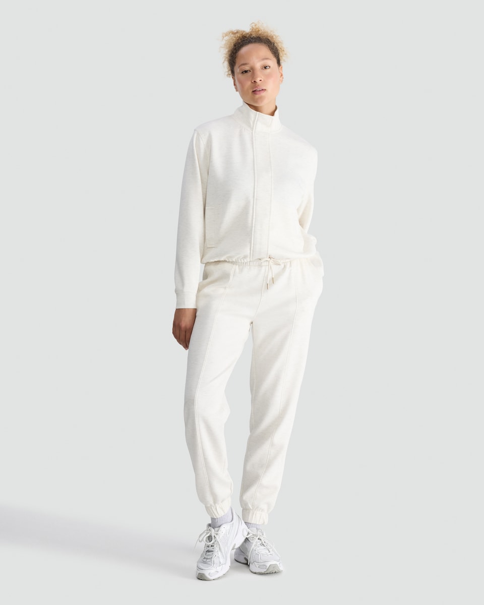 image 1 of F&F Active Drawstring Cuffed Joggers in Cream