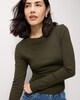 image 1 of F&F Cotton Rich Ribbed Top in Olive