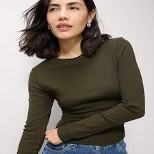 F&F Cotton Rich Ribbed Top in Olive