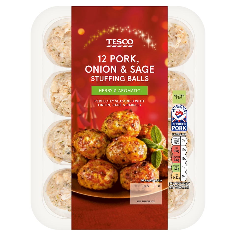 Tesco 12 British Pork Stuffing Balls 350G