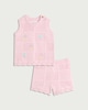 image 1 of F&F Baby 2-Piece Pure Cotton Open Knit Vest and Shorts Set in Pink