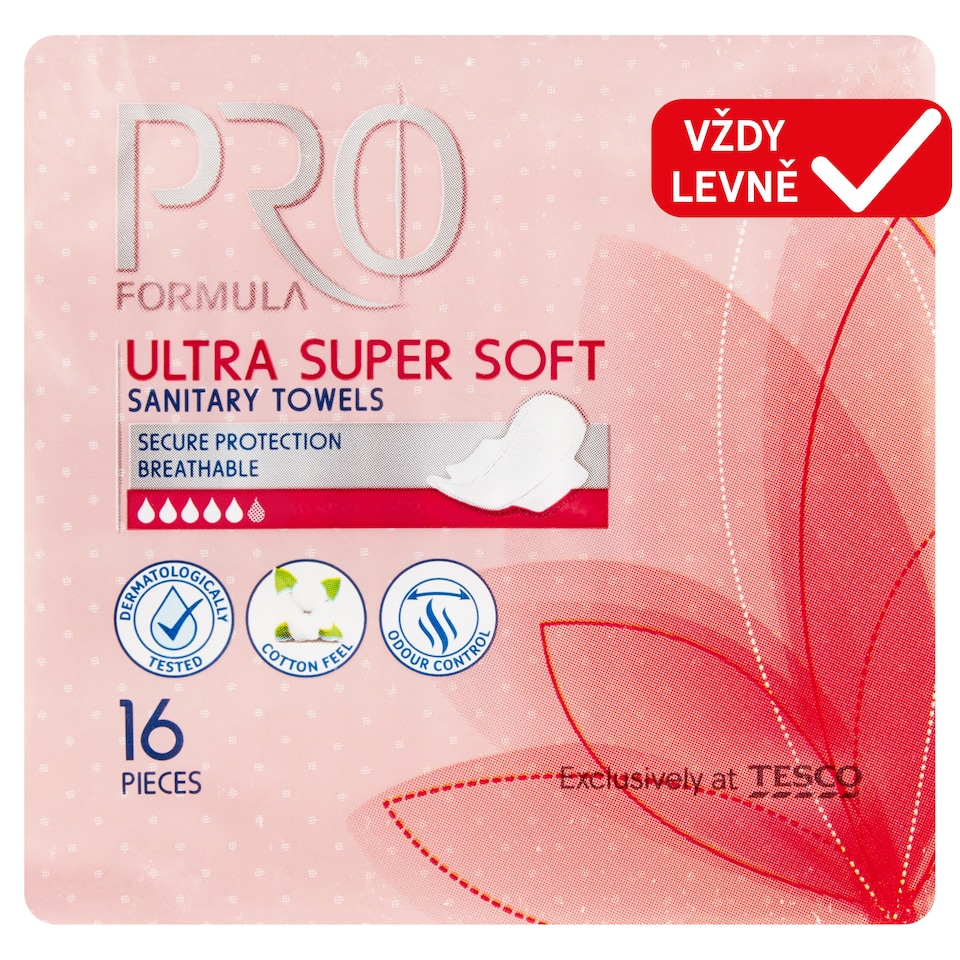 Tesco Pro Formula Wings Ultra Super Soft hygienické vložky s křidélky 16 ks