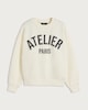 image 4 of F&F Cotton Blend Atelier Paris Slogan Sweatshirt in Cream