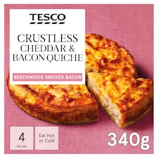 Tesco Crustless Cheddar & Bacon Quiche 340G