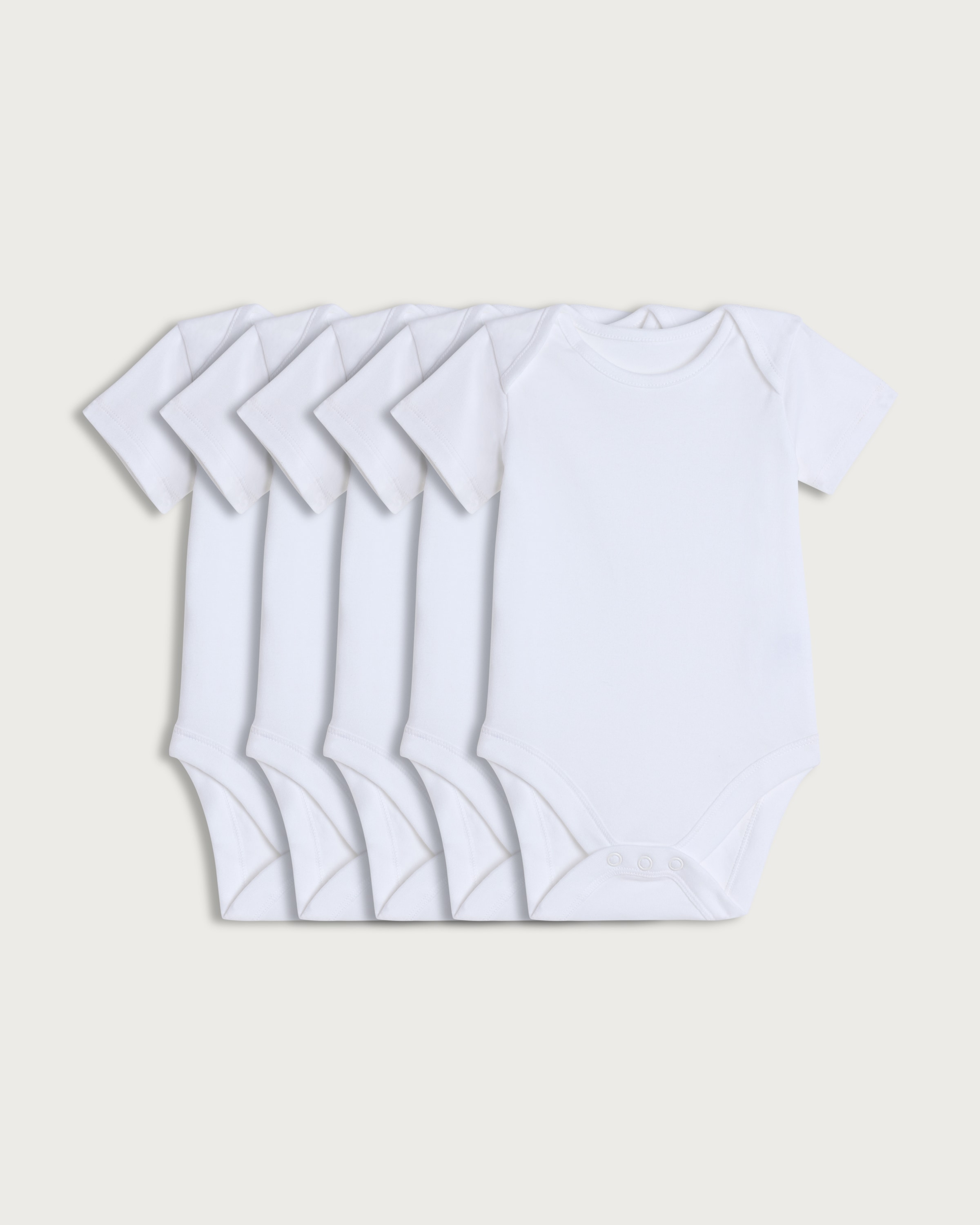 F&F Baby 5-Pack Pure Cotton Short Sleeved Bodysuits in White