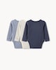 image 2 of F&F Baby 3-Pack Cotton Rich Bodysuits in Blue