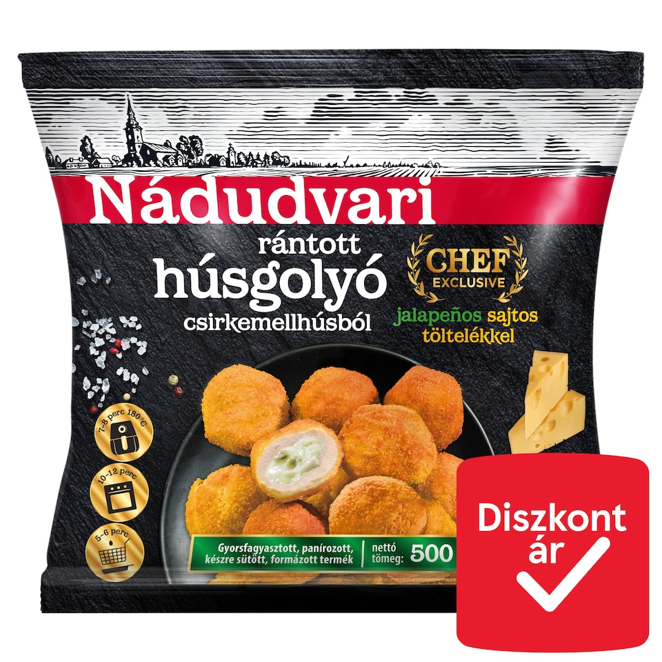 Nádudvari rántott húsgolyó csirkemellhúsból jalapenos sajtos töltelékkel 500 g