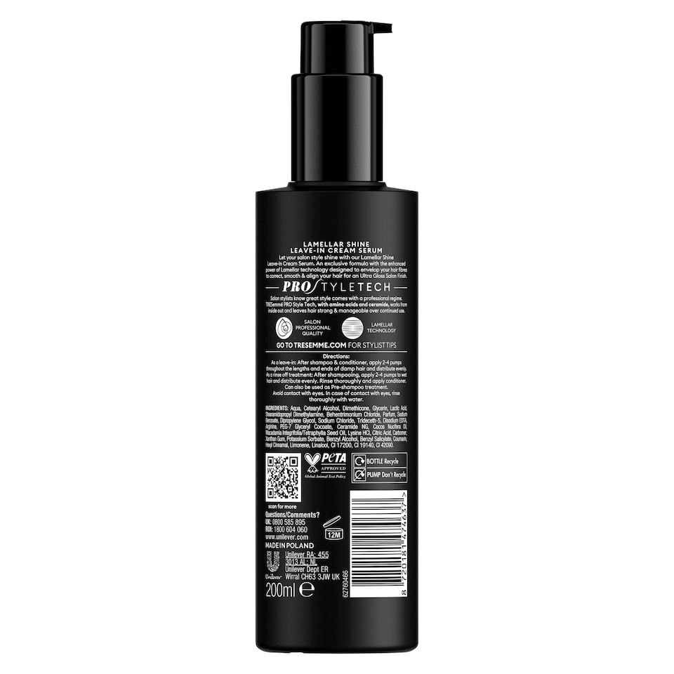 image 1 of Tresemme Lamellar Shine Leave-In Cream Serum 200ml
