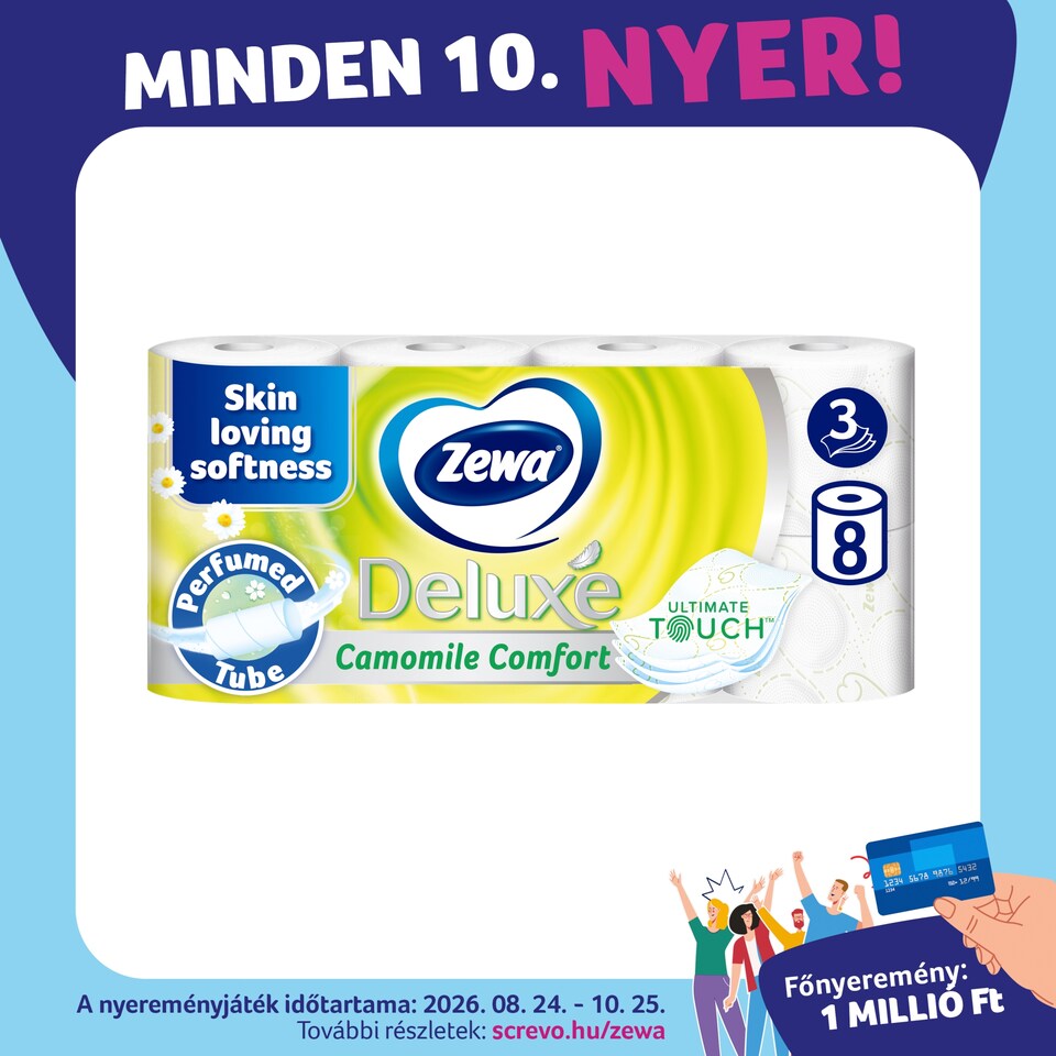 Zewa Deluxe Camomile Comfort toalettpapír 3 rétegű 8 tekercs  1. kép
