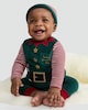 image 1 of F&F Baby 3-Piece Velour Santa's Favourite Elf Outfit in Green