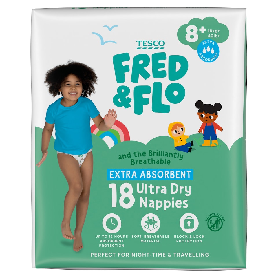  Fred & Flo Size 8+ Ultra Dry 18 Nappies