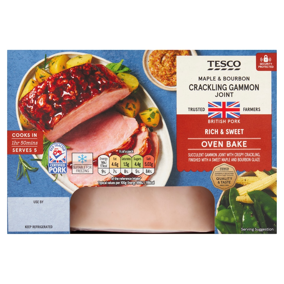 TESCO MAPLE & BOURBON Crackling GAMMON JOINT 1KG