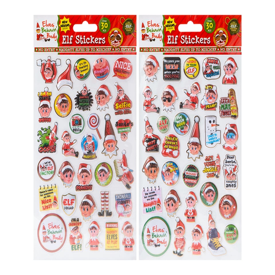 Naughty Elf Christmas Stickers