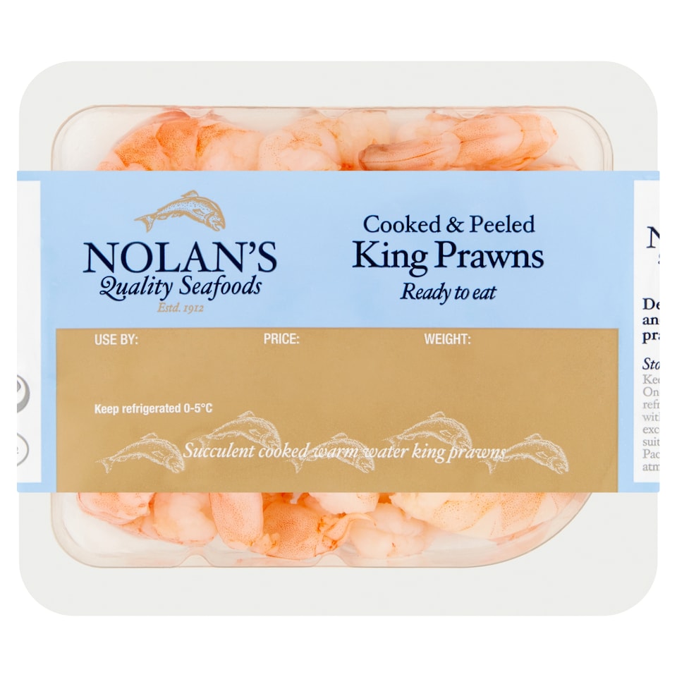 Nolan's Cooked & Peeled King Prawns Tail Off 125G