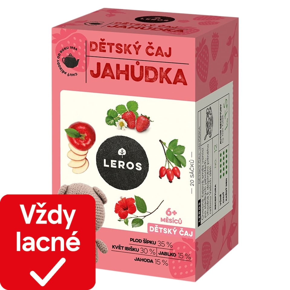Leros Baby Detský čaj jahôdka ovocný 20 x 2 g (40 g)