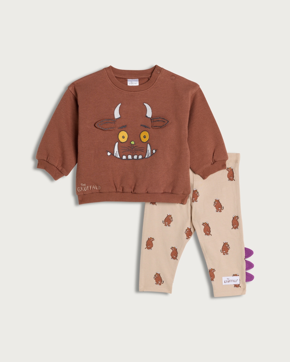 image 1 of The Gruffalo Cotton Rich Sweatshirt and Leggings Set in Med Nude