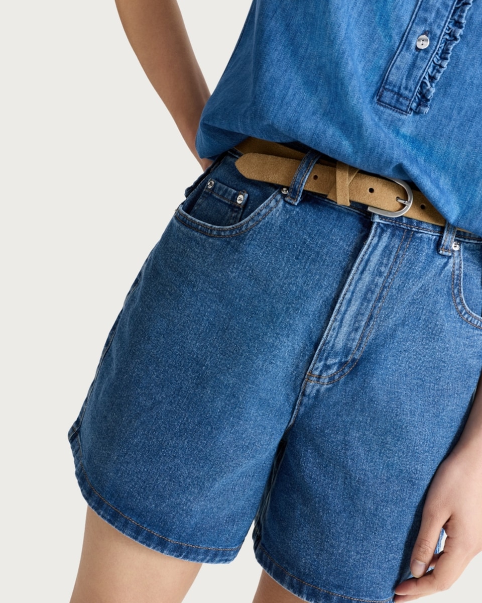 image 1 of F&F A-Line Denim Shorts in Blue