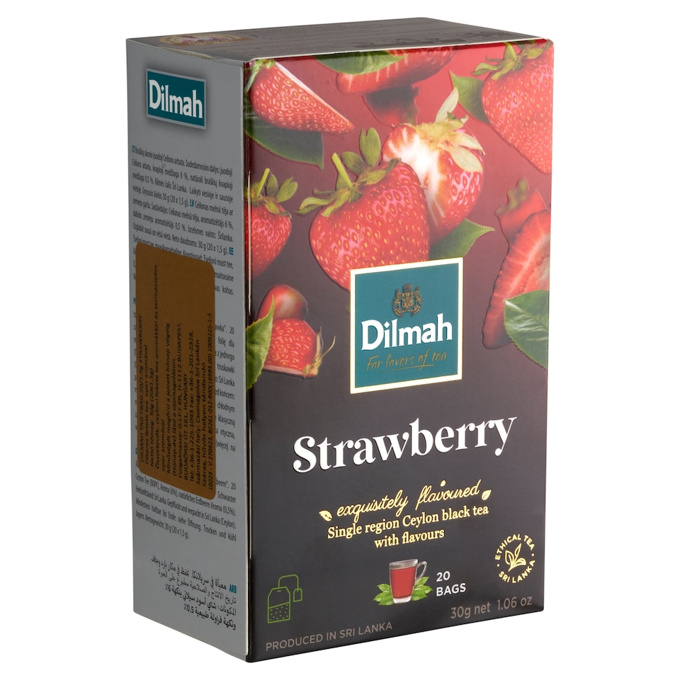 image 1 of Dilmah Strawberry Black Tea 20 Tea Bags 30 g