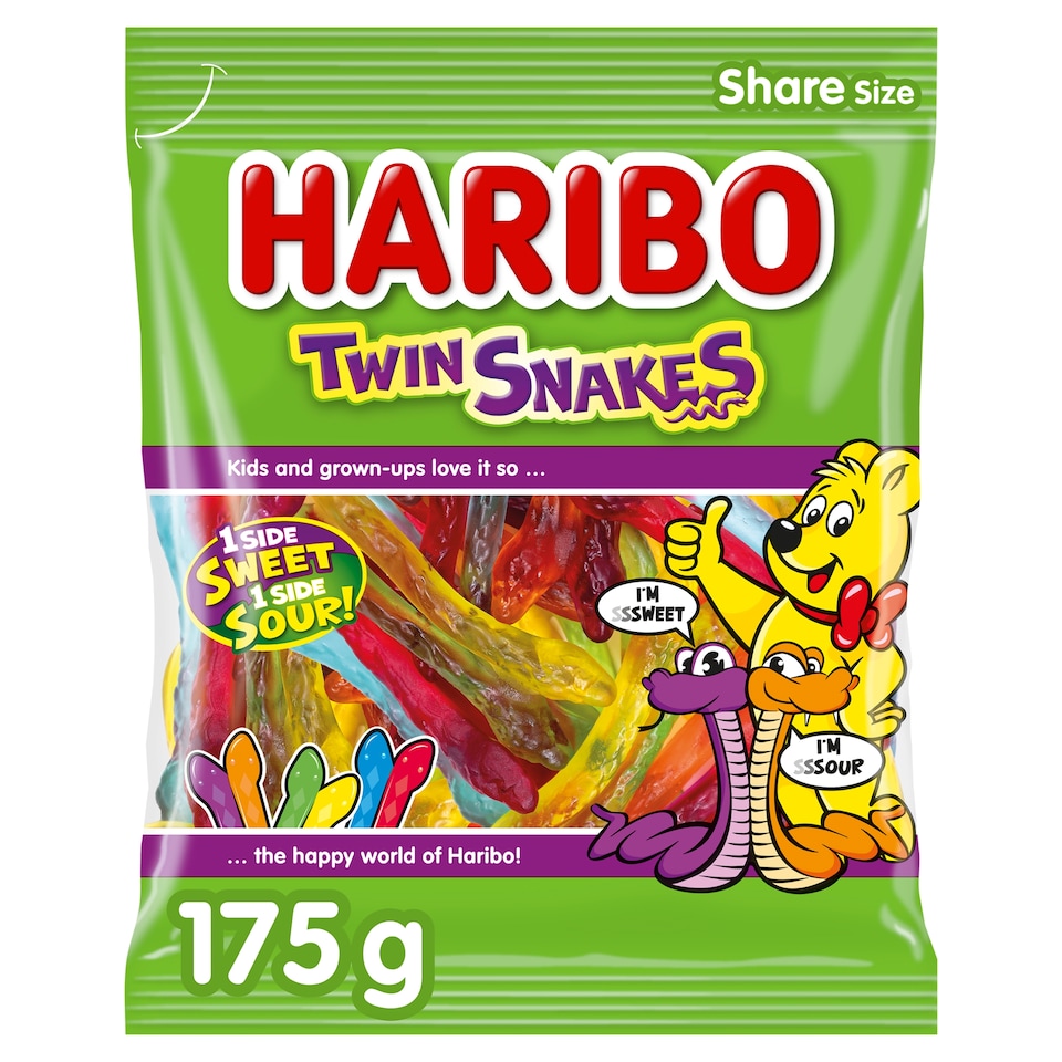 Haribo Twin Snakes Fruit Flavour Gum 175G