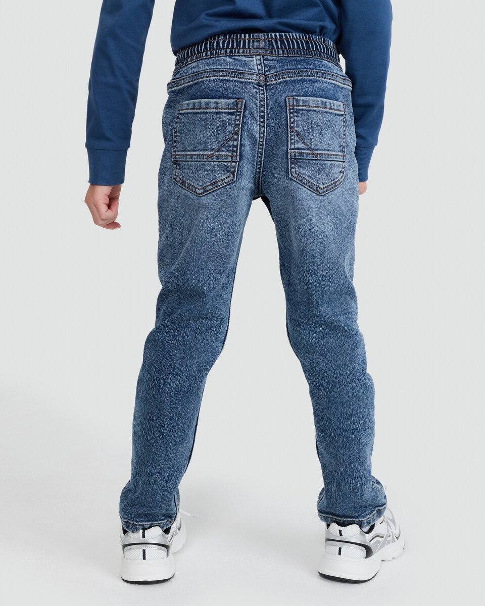 image 1 of F&F Boys Elasticated Waist Jeans in Blue