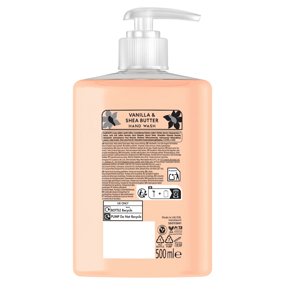 image 1 of CUSSONS COLLECTION HANDWASH VANILLA & SHEA BUTTER 500ML  