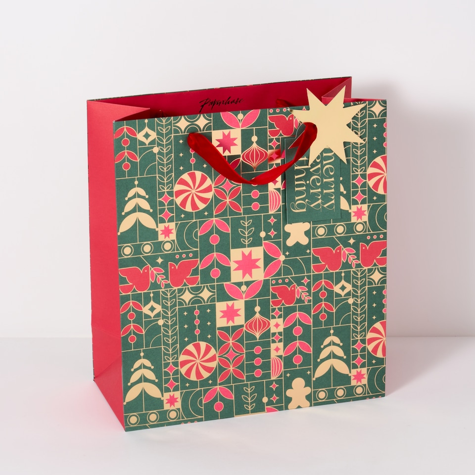 image 1 of Paperchase Christmas Embers Edge Large Gift Bag 