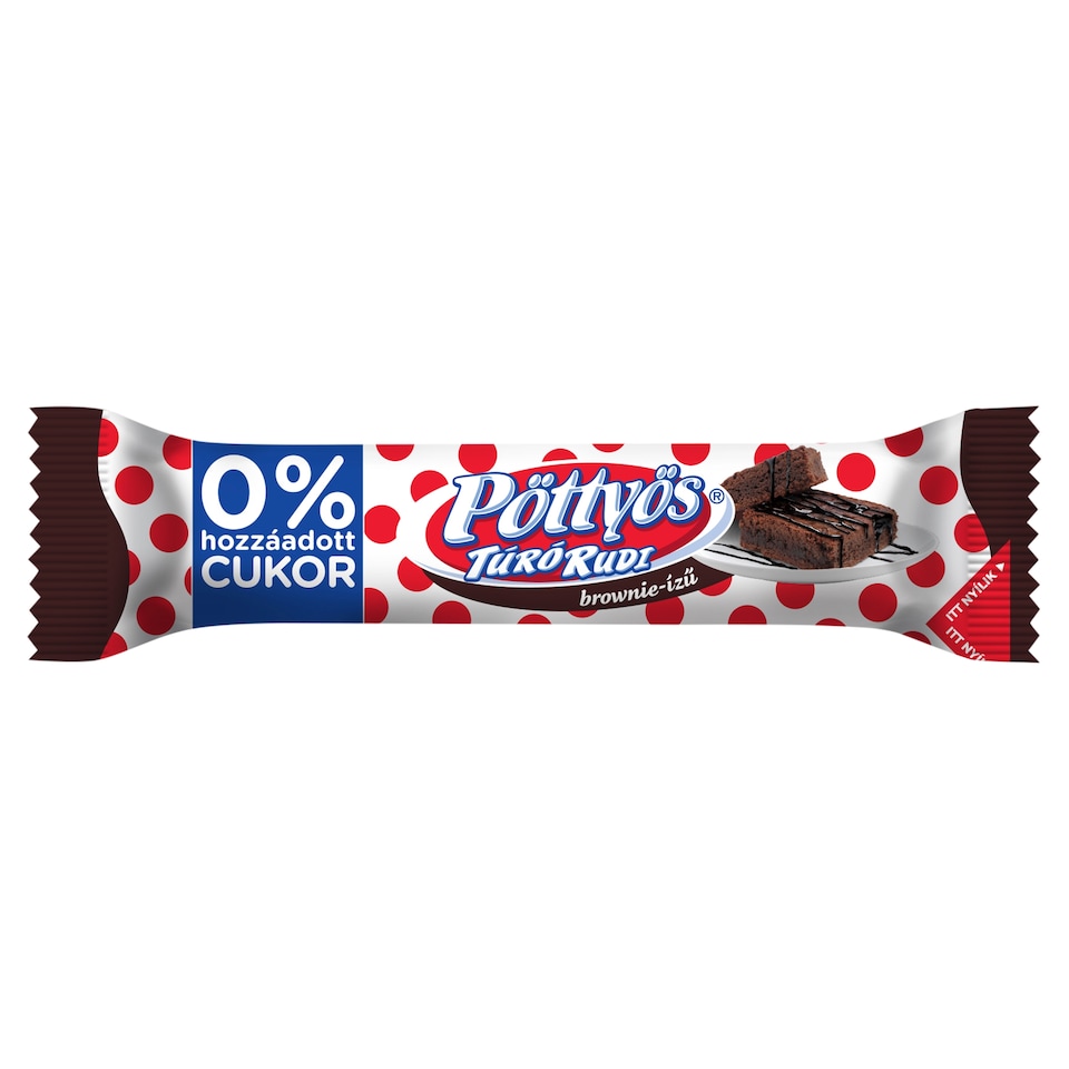 Pöttyös Túró Rudi Brownie-Flavoured Cottage Cheese Dessert with Cocoa Coating and Sweeteners 35 g