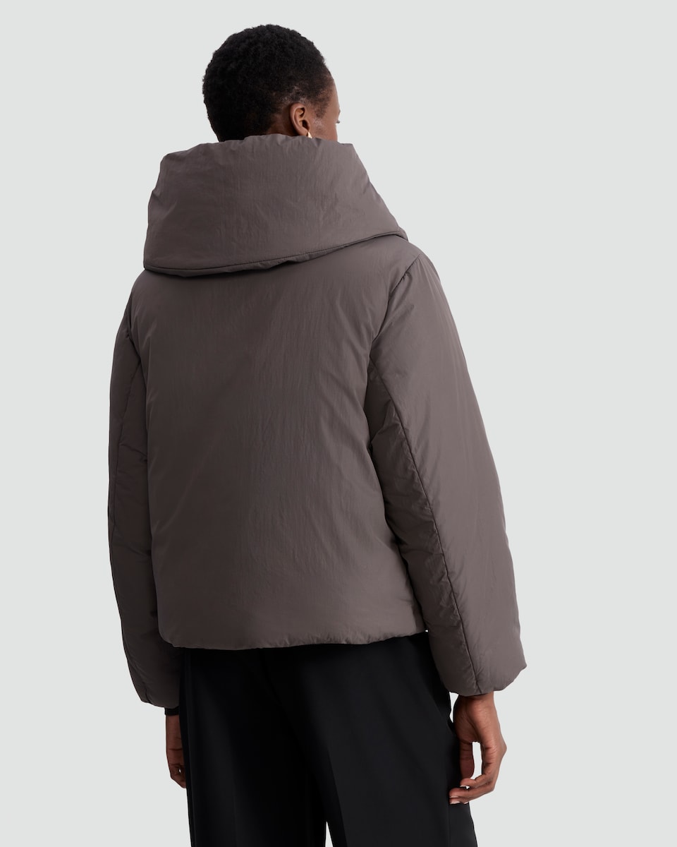 image 1 of F&F Padded Collared Oversized Fleece Lined Coat in Grey