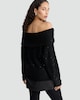 image 3 of F&F Knitted Off Shoulder Sparkle Jumper in Black