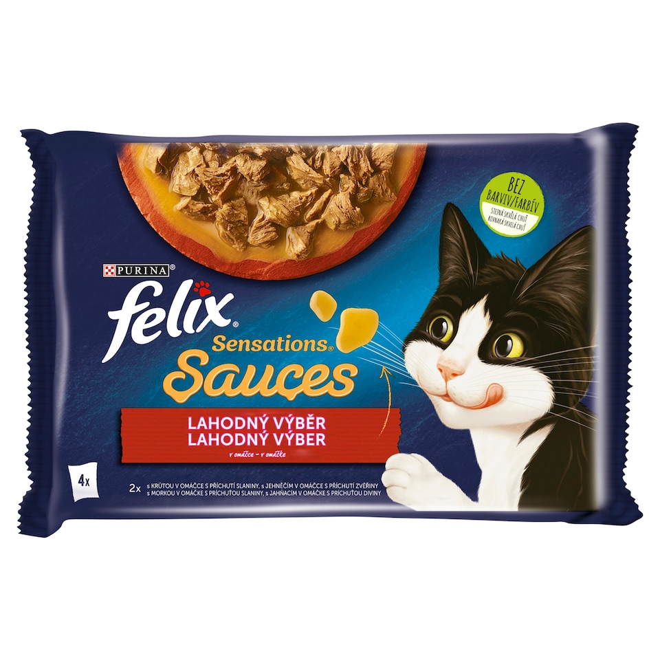 obrázok 1 z Felix Sensations Sauces kapsičky pre mačky morka, jahňacie v omáčke 4 x 85 g