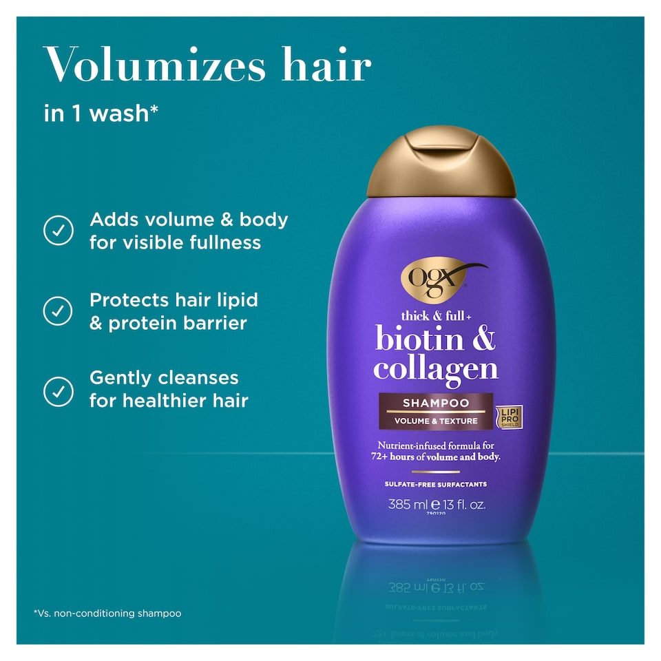 image 1 of OGX Thick & Full Biotin & Collagen Shampoo 385ml