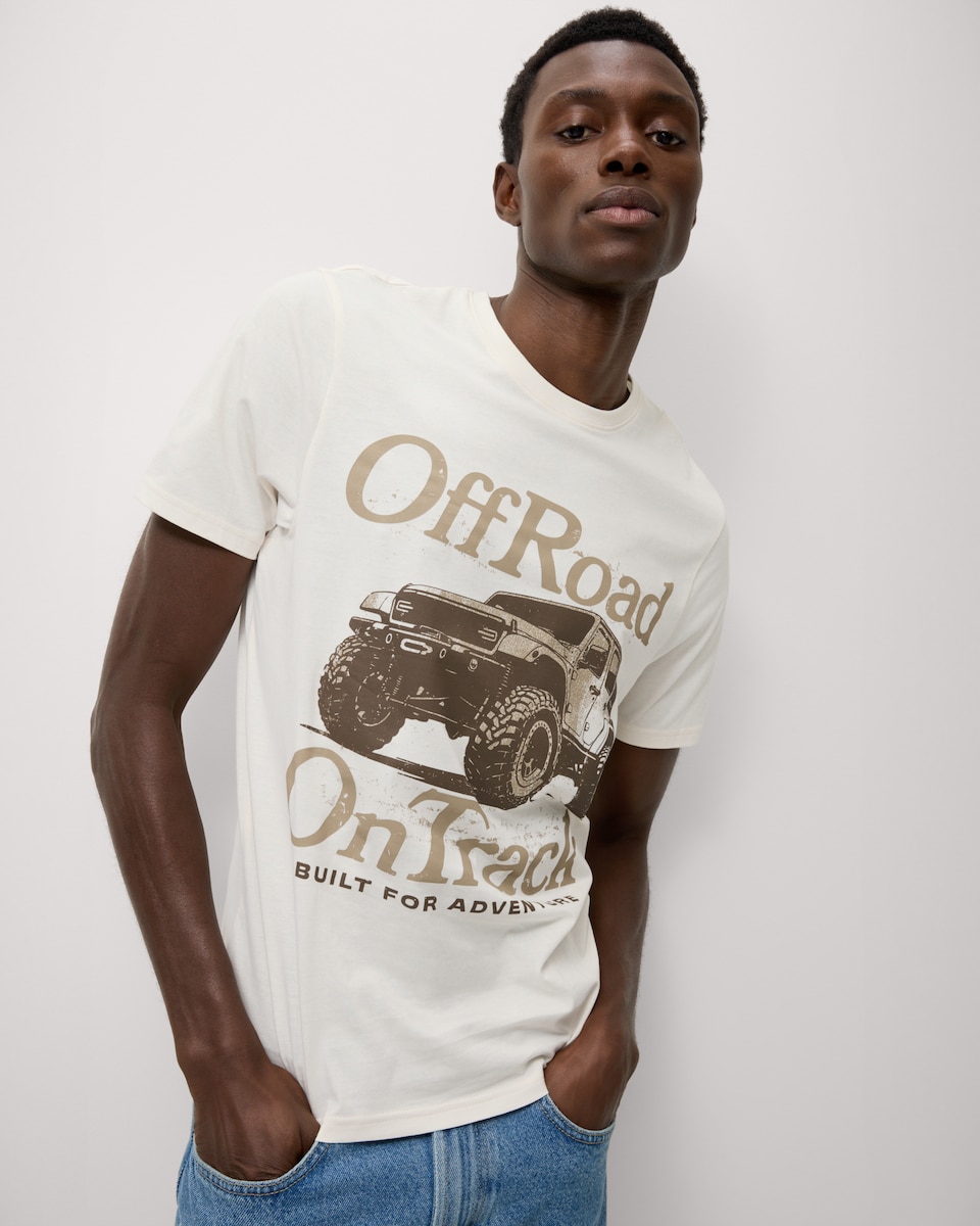 image 1 of F&F Pure Cotton Slogan T-Shirt in Ecru