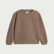 Peter Werth Cotton Blend Textured Crew Neck Sweatshirt in Brown