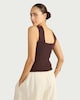 image 5 of The F&F Edit Ribbed Halter Neck Cross Over Top in Chocolate
