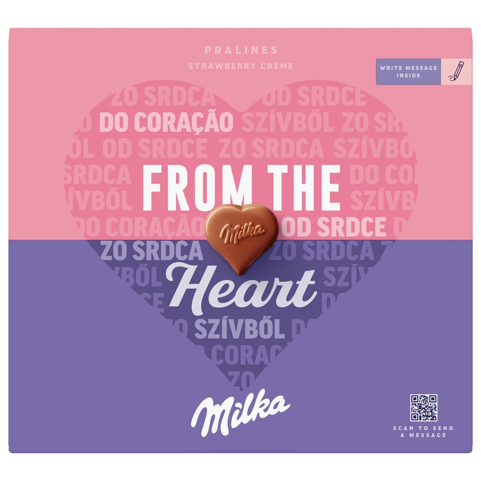 image 1 of Milka I Love Milka Strawberry Box of Chocolates, Strawberry Filling 110 g