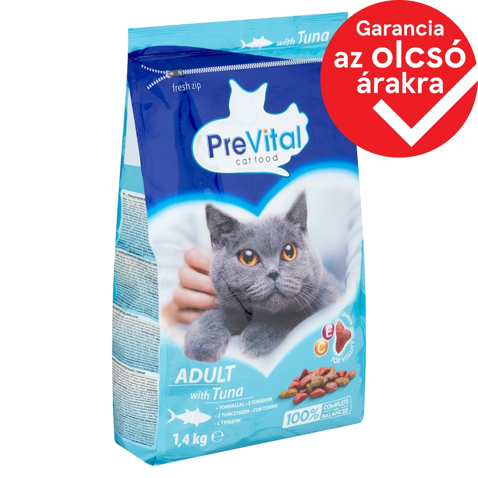 PreVital száraz macskaeledel, macskatáp felnőtt macskáknak tonhallal 1,4 kg
