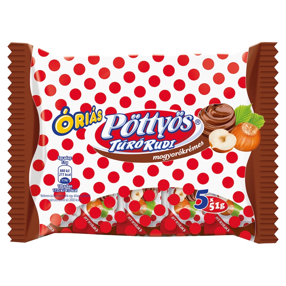 Pöttyös Túró Rudi mogyorókrémes desszertkészítmény 5 x 51 g (255 g)
