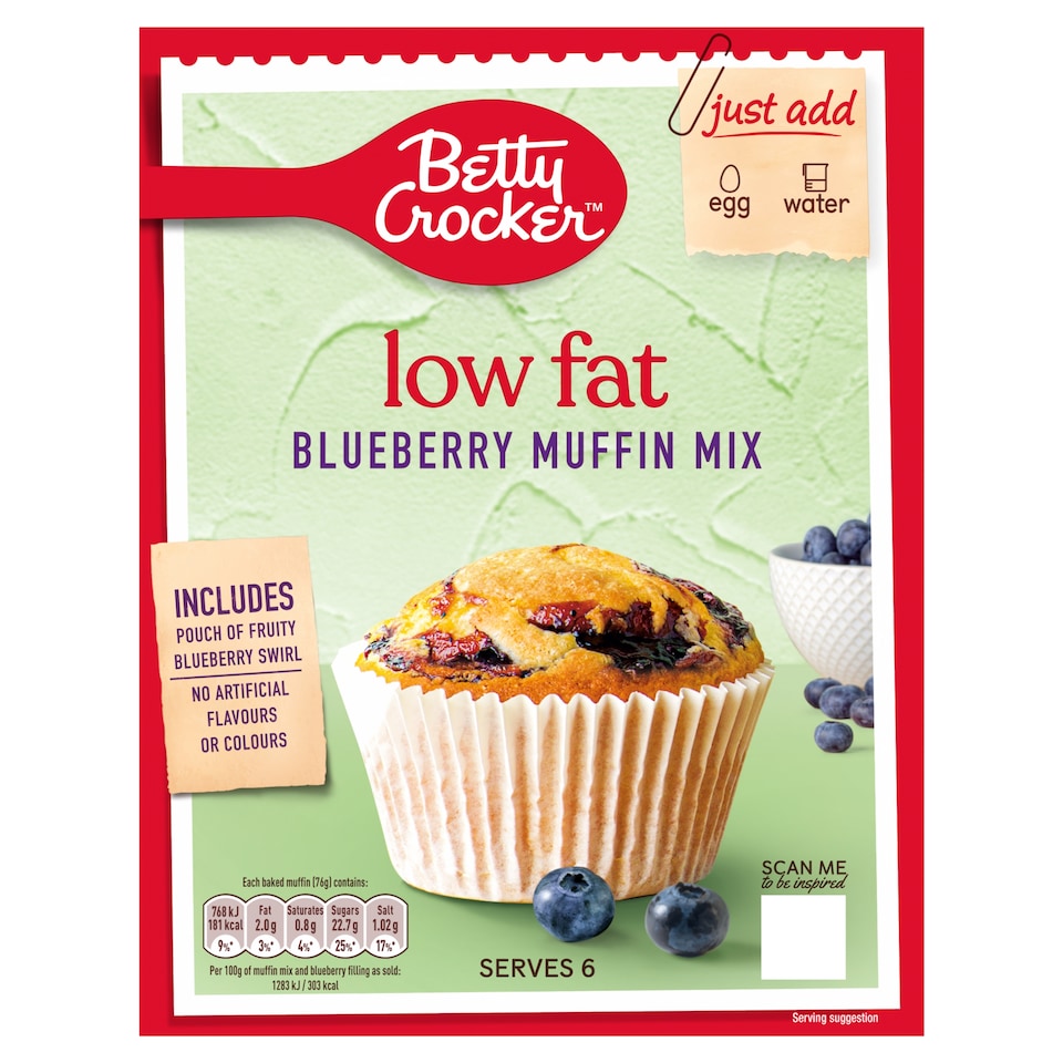 Betty Crocker Low Fat Blueberry Muffin Mix 335G