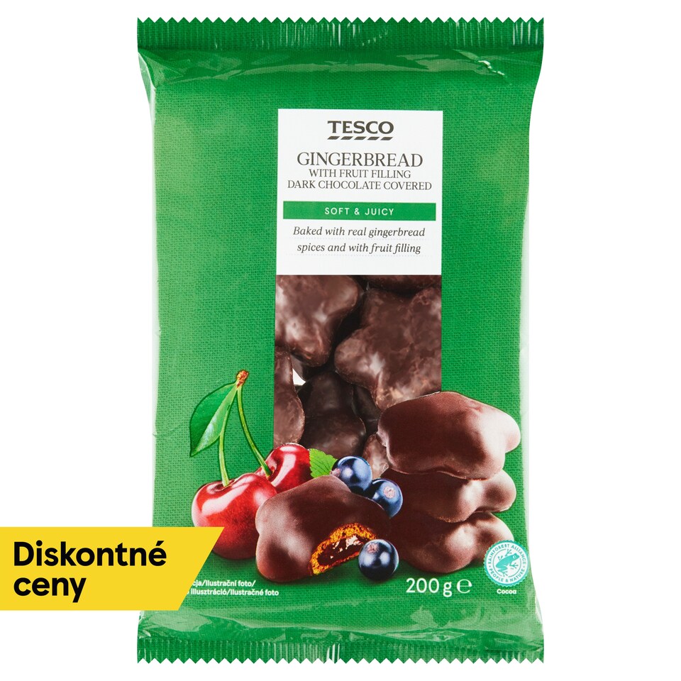 Tesco Perníky v čokoládovej poleve s ovocnou náplňou 200 g