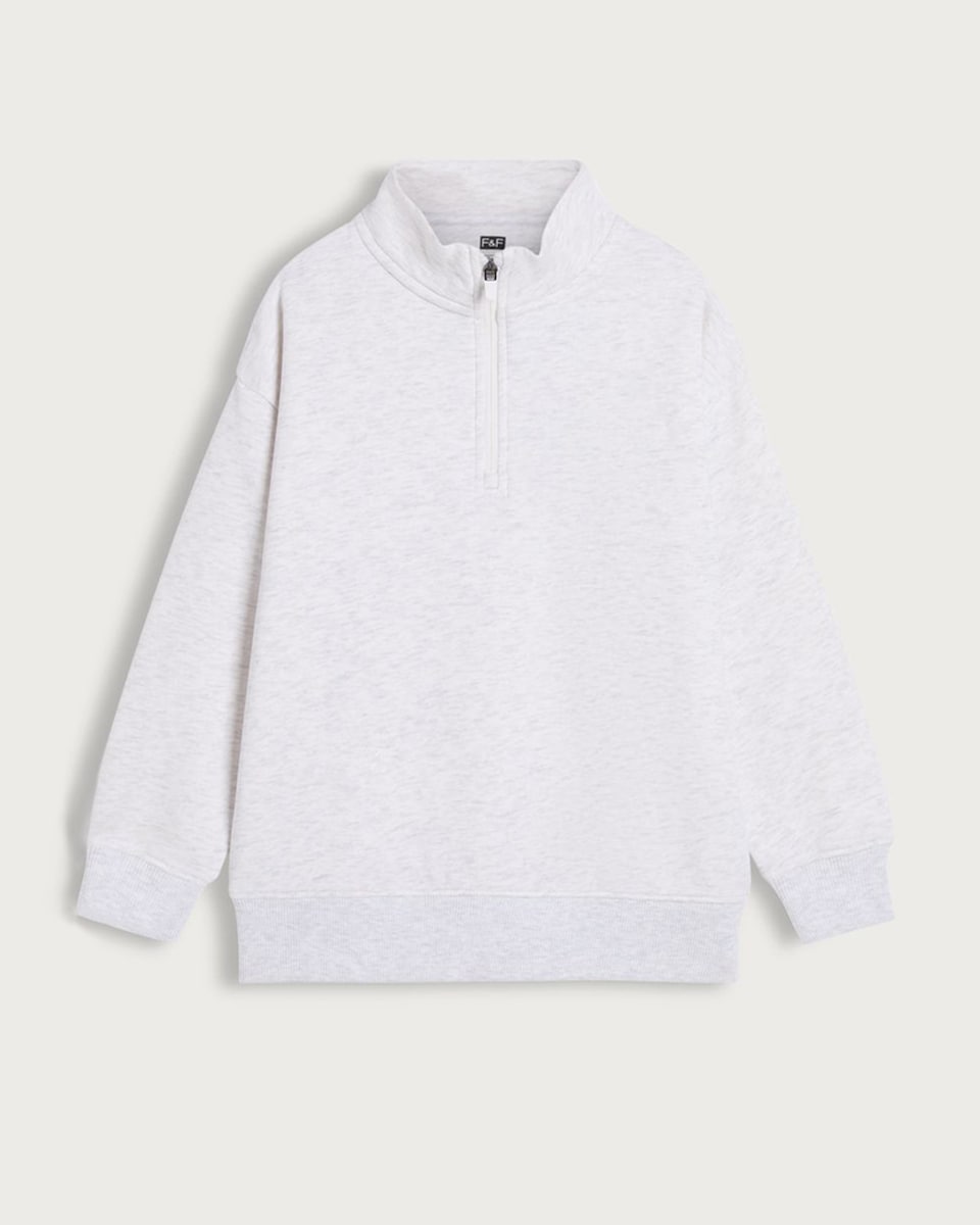 image 1 of F&F Boys Cotton Rich Half Zip Sweatshirt in Grey