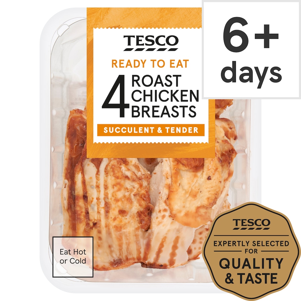 Tesco 4 Roast Cooked Chicken Breast Fillets 485G
