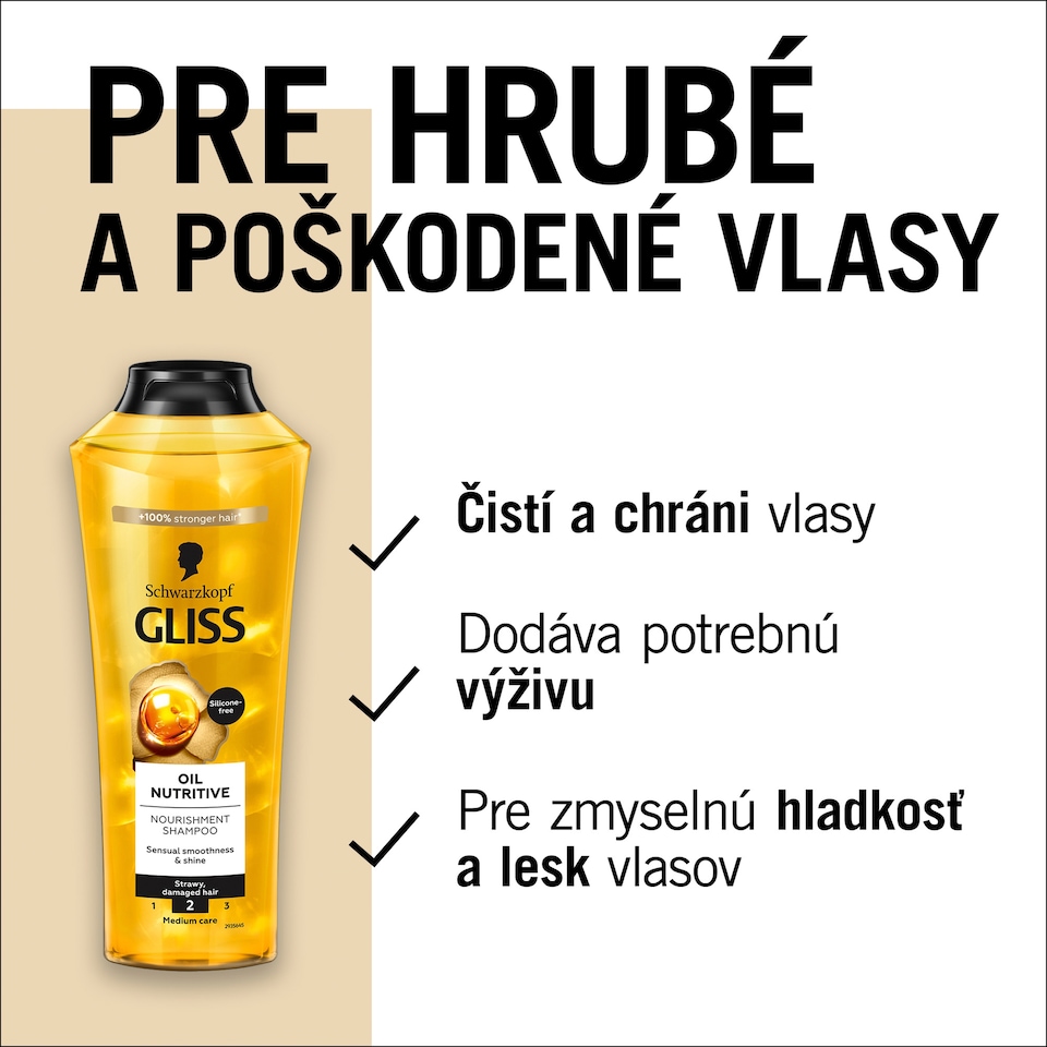 obrázok 1 z Schwarzkopf Gliss Oil Nutritive Vyživujúci šampón 250 ml
