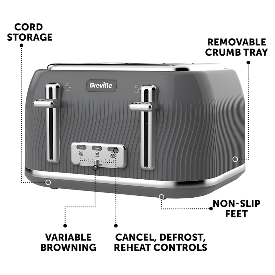 image 1 of Breville Flow Grey 4 Slice Toaster