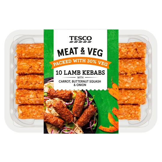 Tesco Meat & Vegetable Lamb Kebabs 400G Tesco Groceries
