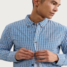 F&F Pure Cotton Check Button-Down Shirt in Blue
