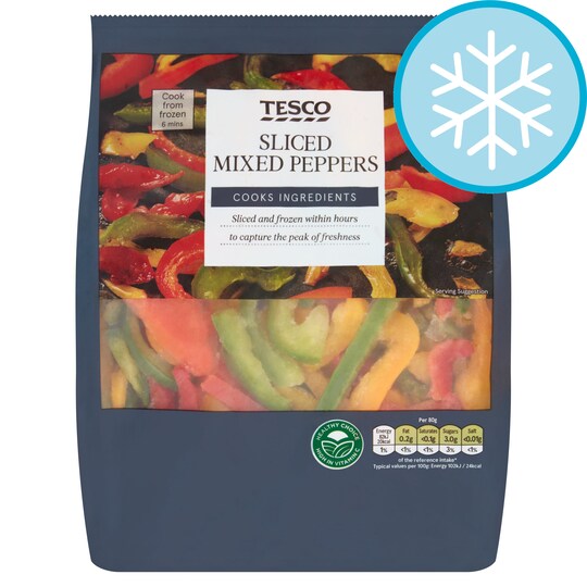 Tesco Sliced Mixed Peppers 500G Tesco Groceries